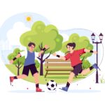 Illustration eines Jungen beim Lauftraining, sichtbar erschöpft, ein Symbol für psychische Belastung im Jugendsport