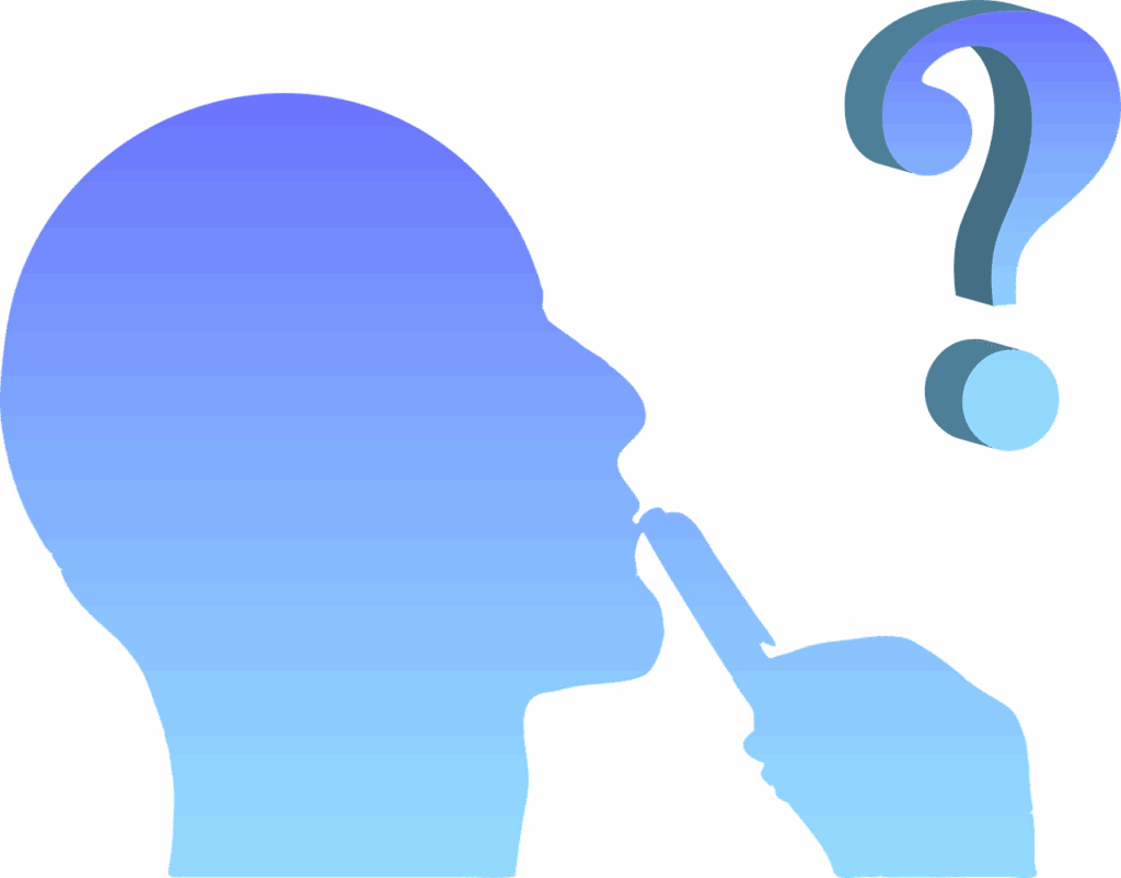 Symbolische Illustration eines nachdenklichen Menschen mit einem Fragezeichen.